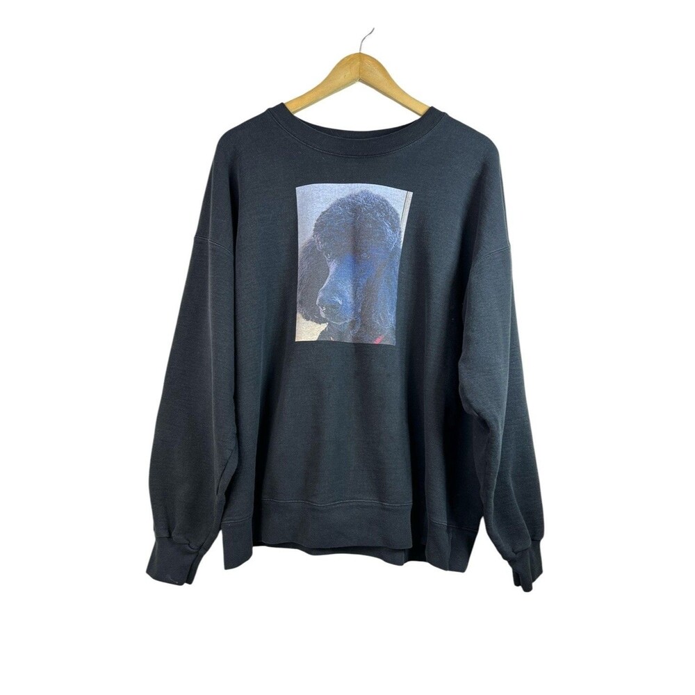 Vintage 90's Black Adult Unisex Poodle Picture Pullover Crewneck Sweater Size XL